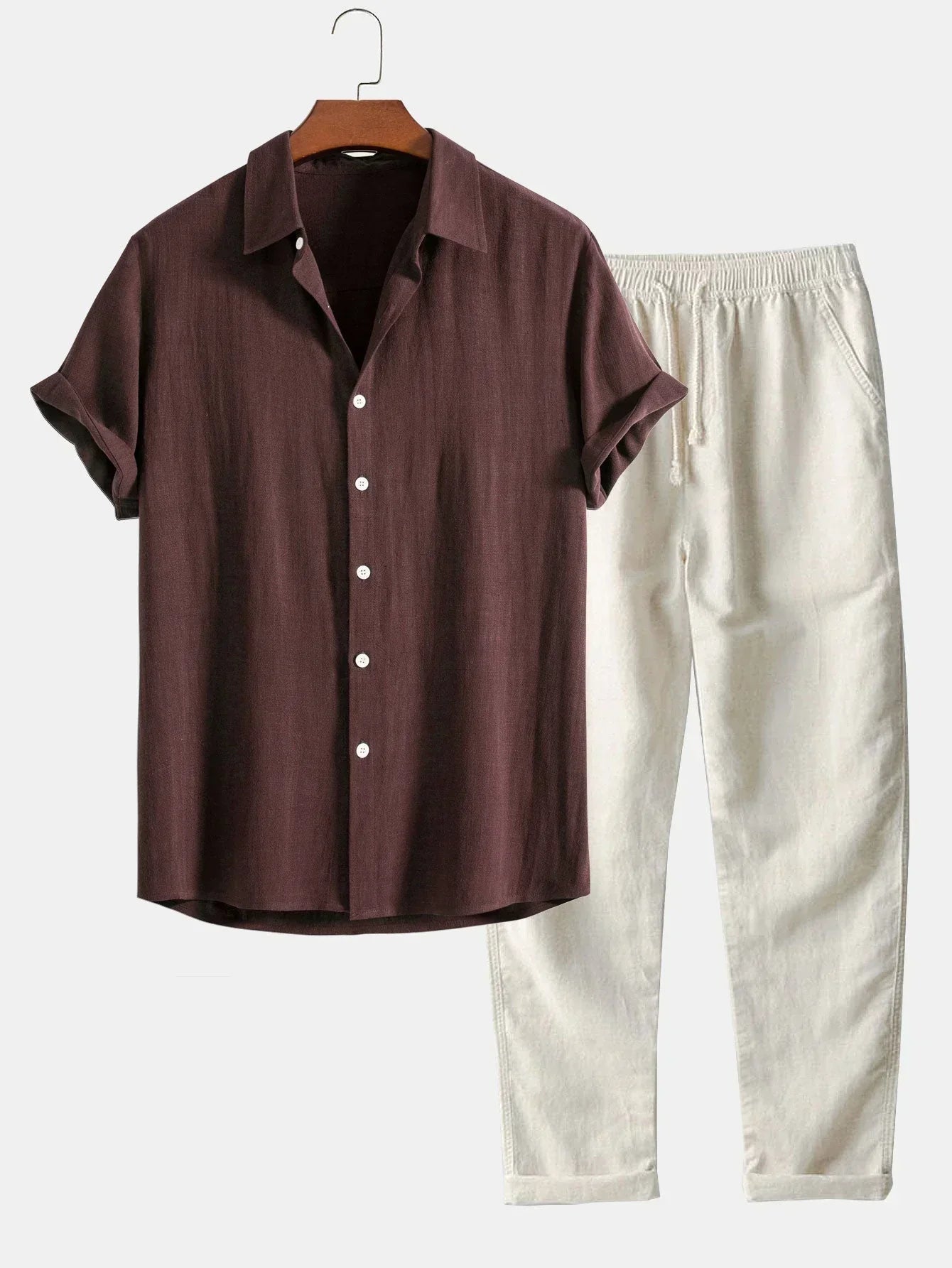 Linnen Zomer Set Losse Broek En Overhemd