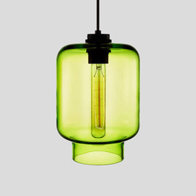 Cilindrische Hanglamp Glas Roze/Geel/Blauw Plafondlamp Groen D