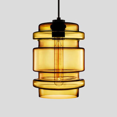 Cilindrische Hanglamp Glas Roze/Geel/Blauw Plafondlamp Geel B