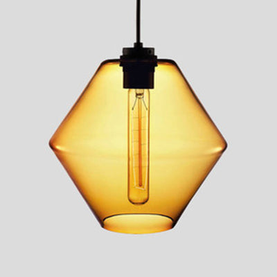 Cilindrische Hanglamp Glas Roze/Geel/Blauw Plafondlamp Geel C