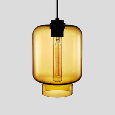 Cilindrische Hanglamp Glas Roze/Geel/Blauw Plafondlamp Geel D