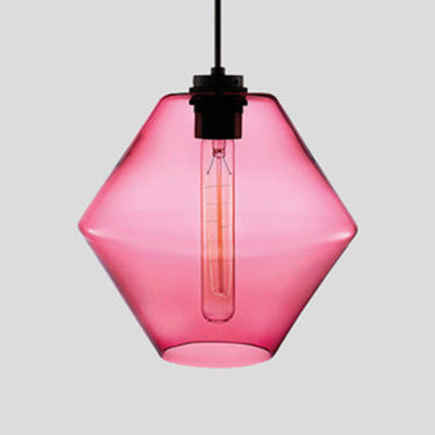 Cilindrische Hanglamp Glas Roze/Geel/Blauw Plafondlamp Roze C