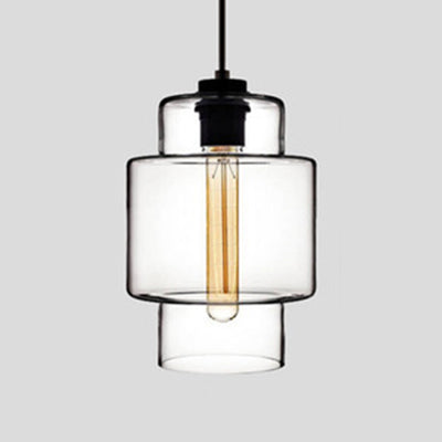 Cilindrische Hanglamp Glas Roze/Geel/Blauw Plafondlamp Helder A