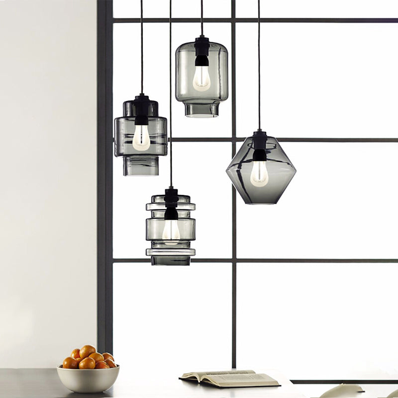 Cilindrische Hanglamp Glas Roze/Geel/Blauw Plafondlamp