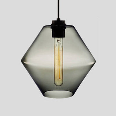 Cilindrische Hanglamp Glas Roze/Geel/Blauw Plafondlamp Rook Grijs C