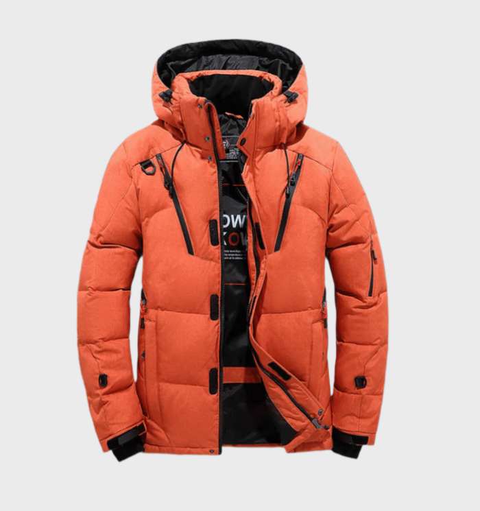 Parka Dik Gevoerde Waterdichte Winddichte Winterjas Fleece Oranje