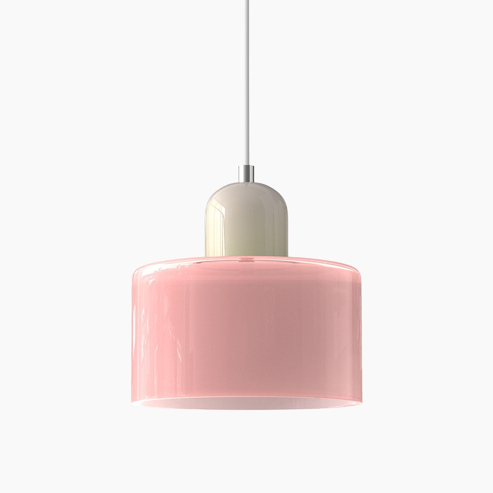 Kleine Glas-Pendelleuchte - LED, Glas/Metall, Max 12W, Drukknop, E27, CE/UL Gecertificeerd, Moderne Elegant Roze Beige