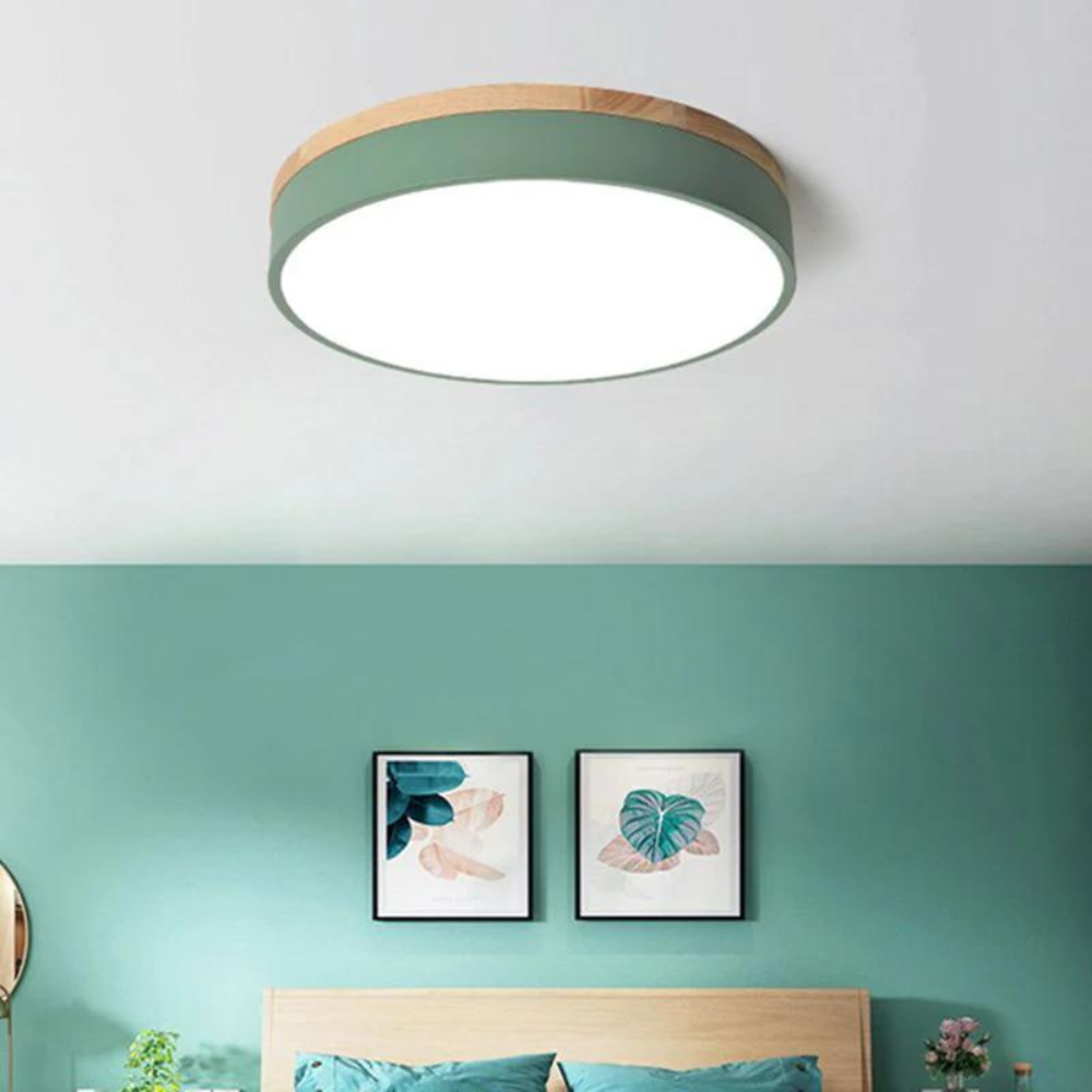Scandinavische Plafondlamp van Hout en Metaal – Minimalistisch Design voor Slaapkamer en Modern Interieur