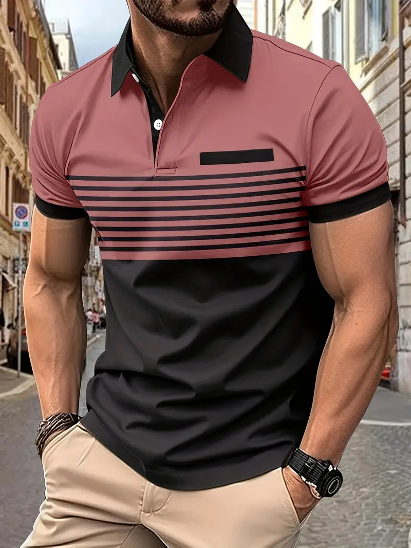 Heren Polo Spierfit Katoen Korte Mouwen Roze
