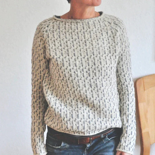 Dames Elegante Ronde Hals Trui Grijs Zachte Stof Comfort