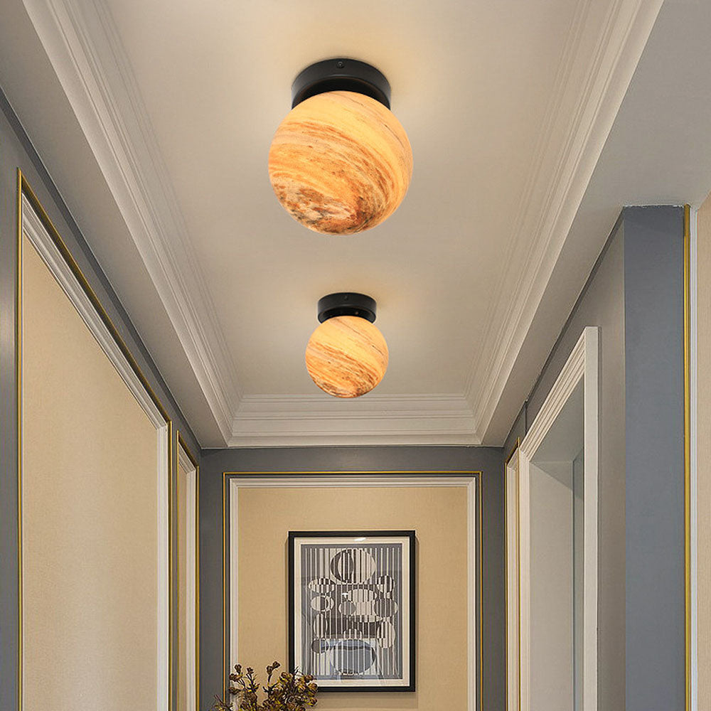 Planet Glass Moderne Plafondlamp Voor Slaapkamer Oranje Zwart D13.8*H17cm