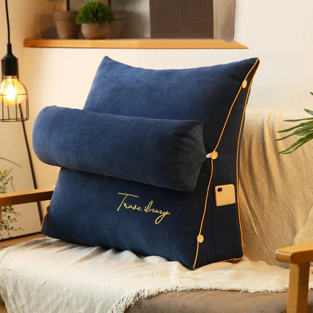 Wedgevormig Rugsteunkussen Voor Ultiem Rugcomfort En Steun Marineblauw
