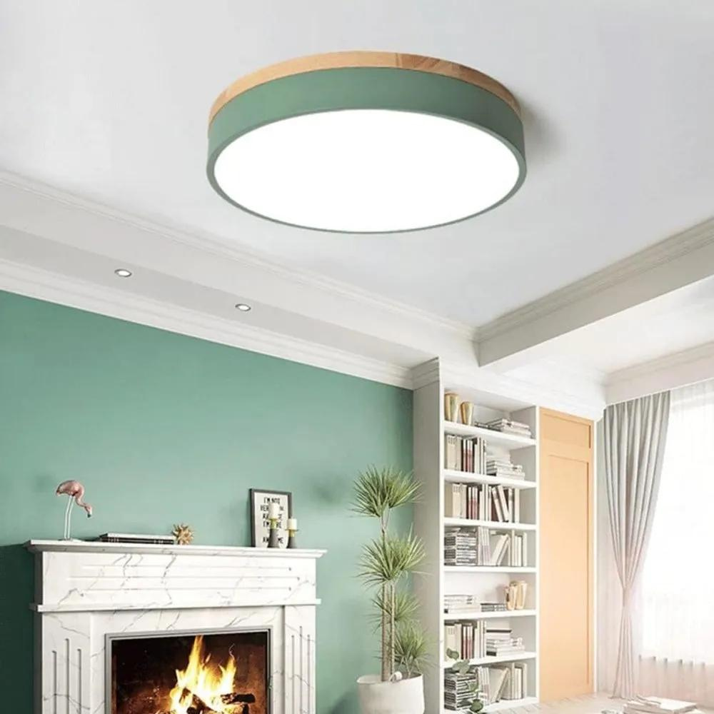 Scandinavische Plafondlamp van Hout en Metaal – Minimalistisch Design voor Slaapkamer en Modern Interieur