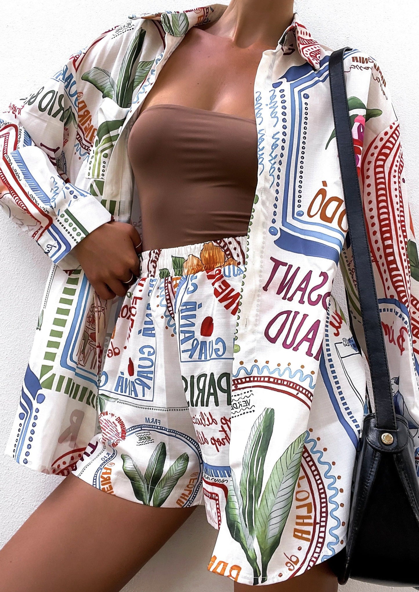 Rio Set Oversized Shirt en Shorts van Linnen Stof