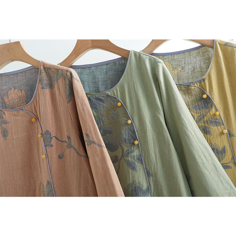 Bloemige Comfy Katoenen Ronde Hals Loungewear Set