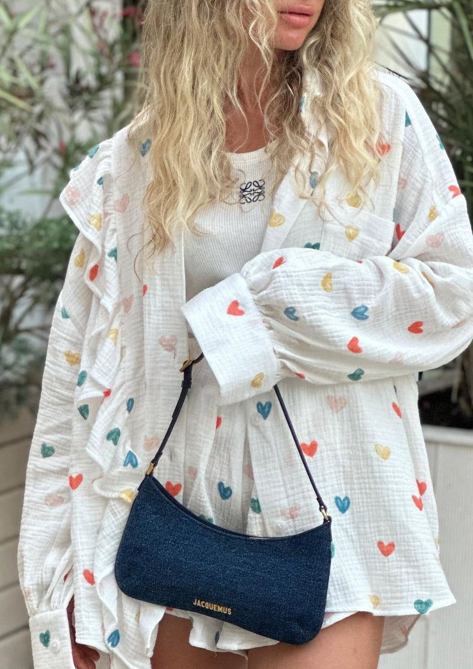 Francesca Set Hartprint Katoenen Overhemd en Shorts Set