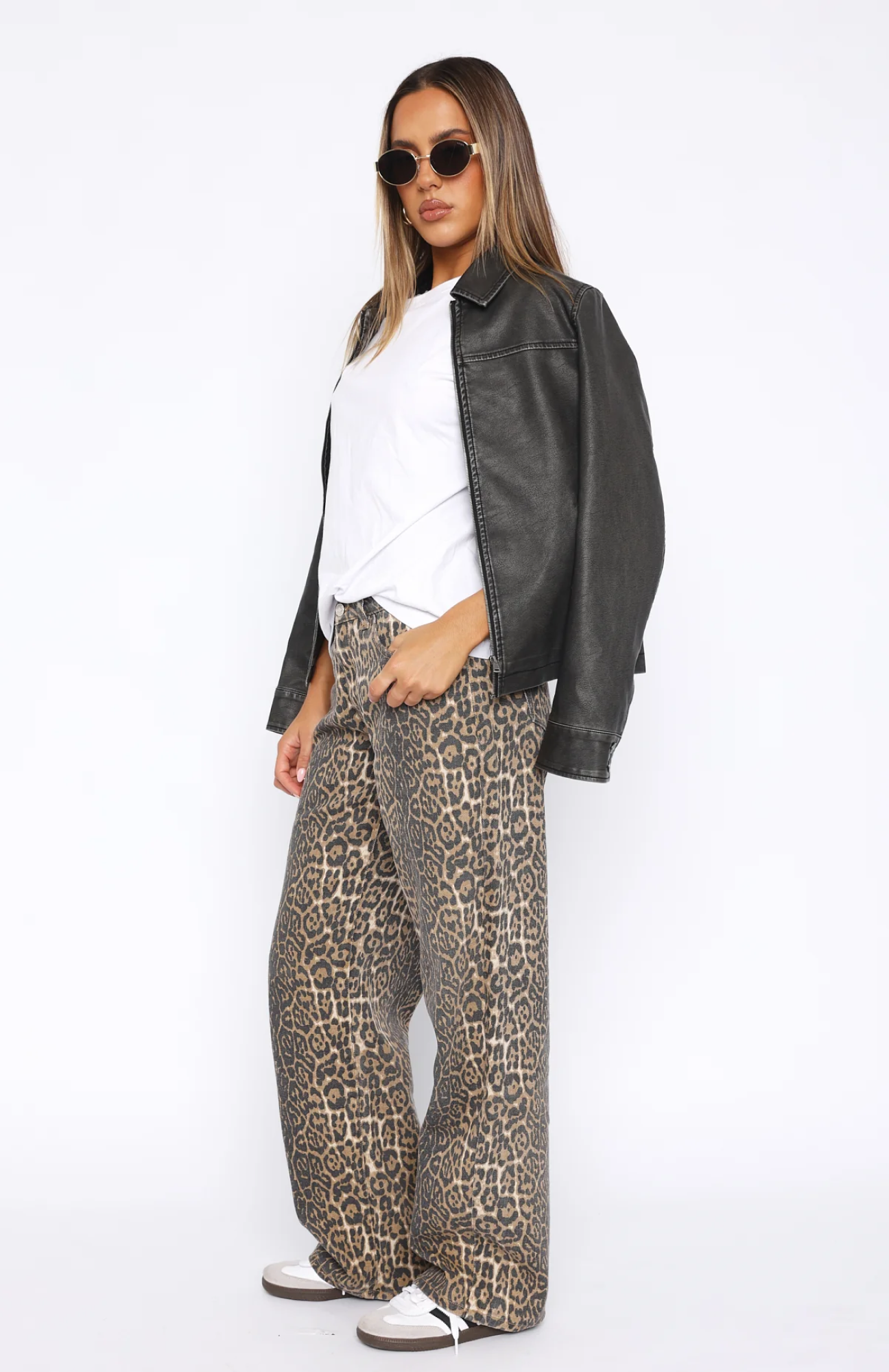 Lola Lage Taille Wijde Pijpen Luipaard Jeans voor Dames SEREIN
