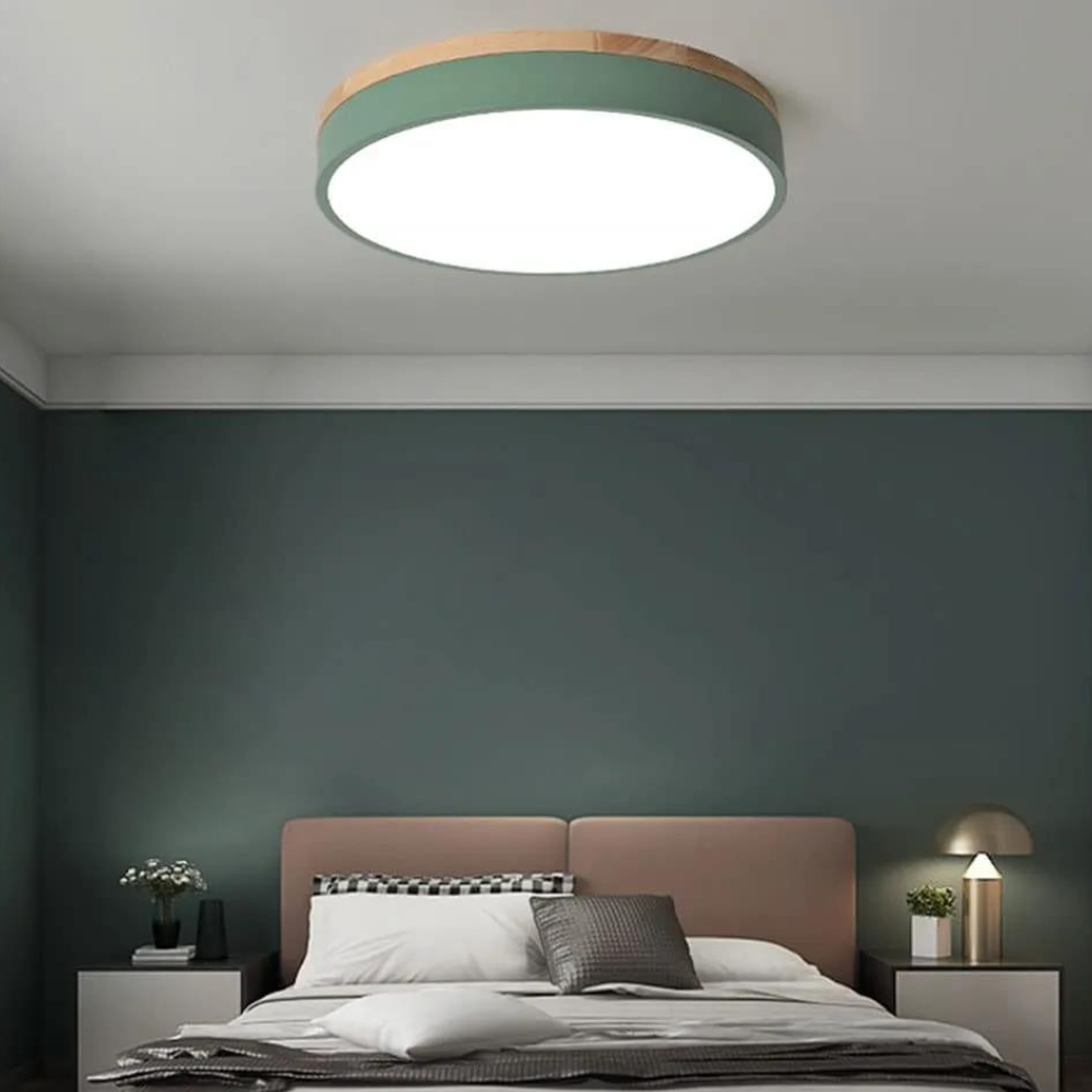 Scandinavische Plafondlamp van Hout en Metaal – Minimalistisch Design voor Slaapkamer en Modern Interieur