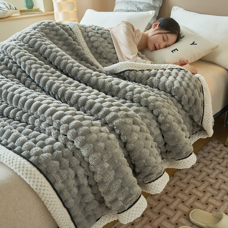 Dikke Koraalfleece Omkeerbare Dekentje Blankets SEREIN Grijs Volledig