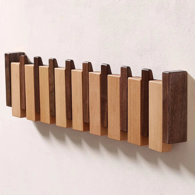 Handgemaakte Piano Coatrack | Luxe Wand Kapstok Design walnoot- en beukenhout