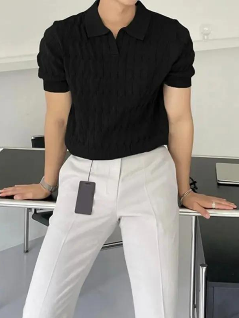 Heren Poloshirt Katoen Korte Mouwen Poloshirts SEREIN Zwart S