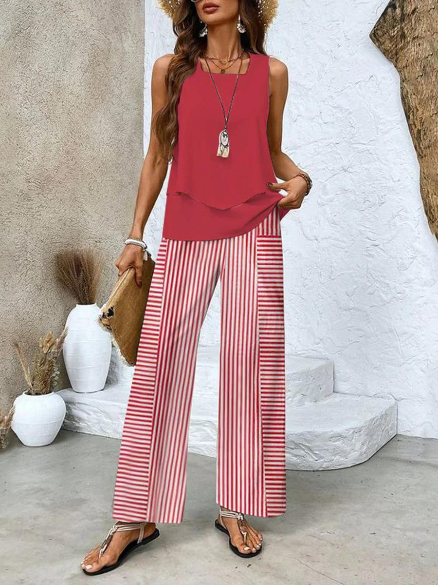 Averie | Serenity Twee-Delige Set voor Moeiteloze Elegantie Rood