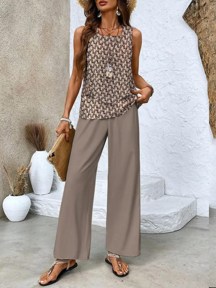 Averie | Serenity Twee-Delige Set voor Moeiteloze Elegantie Bruin