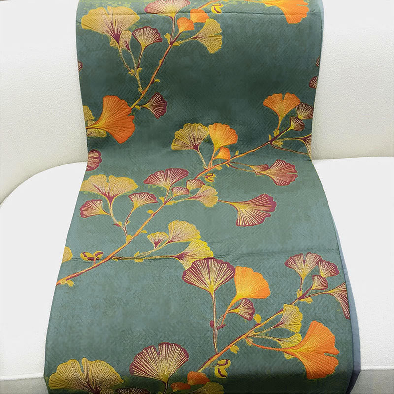 Ginkgo Blad Jacquard Katoenen Omkeerbare Dekbed Quilts SEREIN