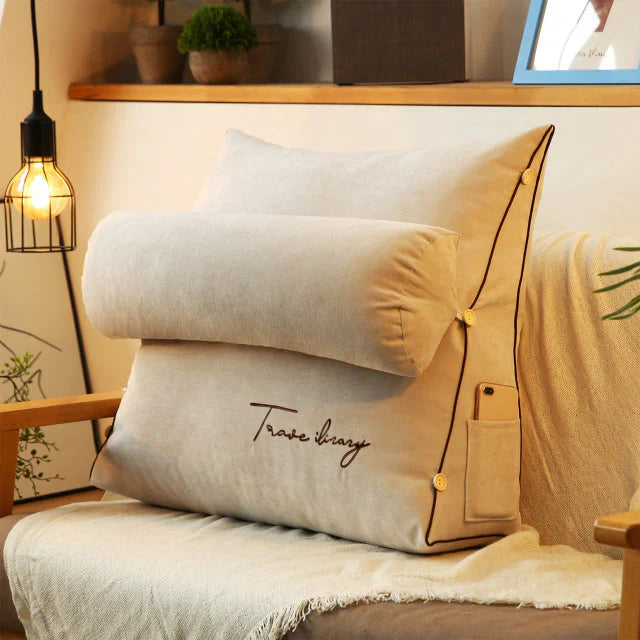 Wedgevormig Rugsteunkussen Voor Ultiem Rugcomfort En Steun Beige