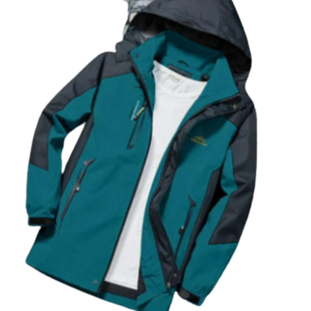 Heren Winterjas – Warme Isolerende Regenjas met Capuchon voor Buitenactiviteiten Blauw Groen