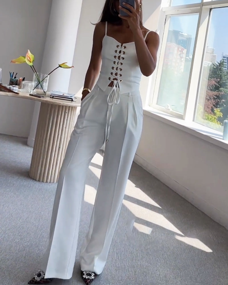 Oasis String Top Twee-delige Set voor Stijlvolle Outfits Wit