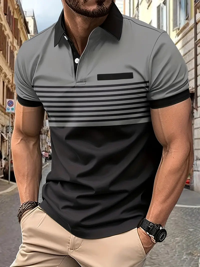 Heren Polo Spierfit Katoen Korte Mouwen Grijs