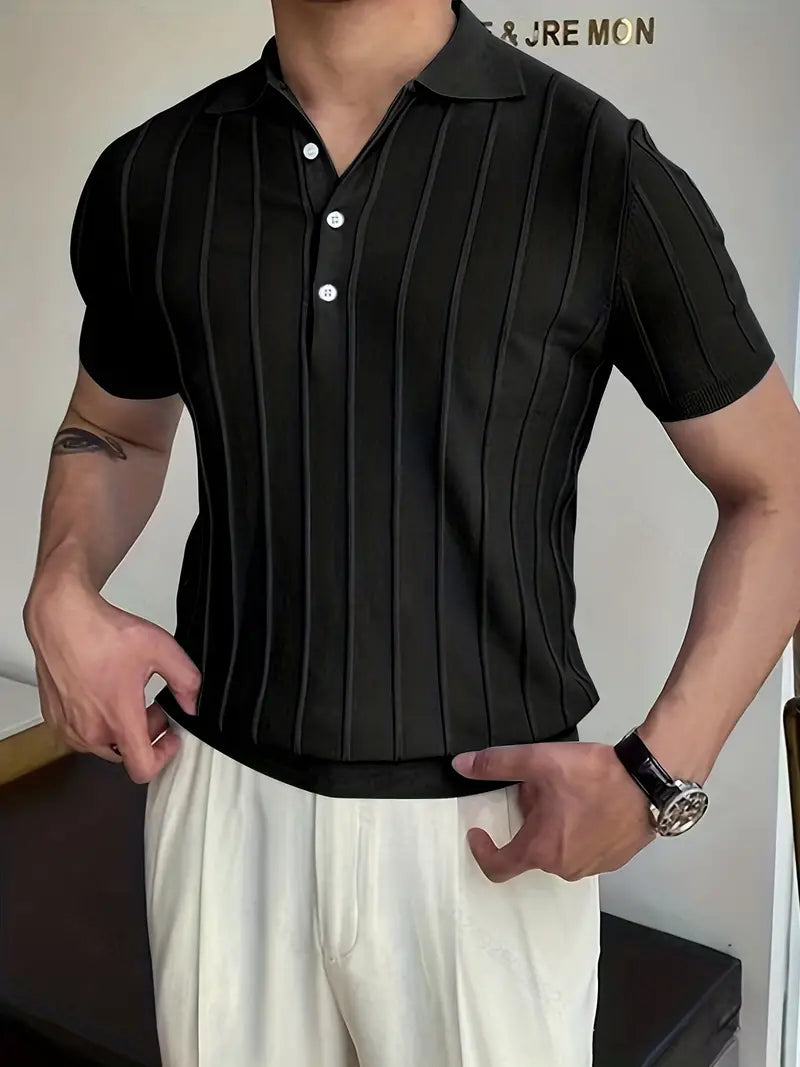 Heren Shirt Katoen Gestreept Casual Zwart