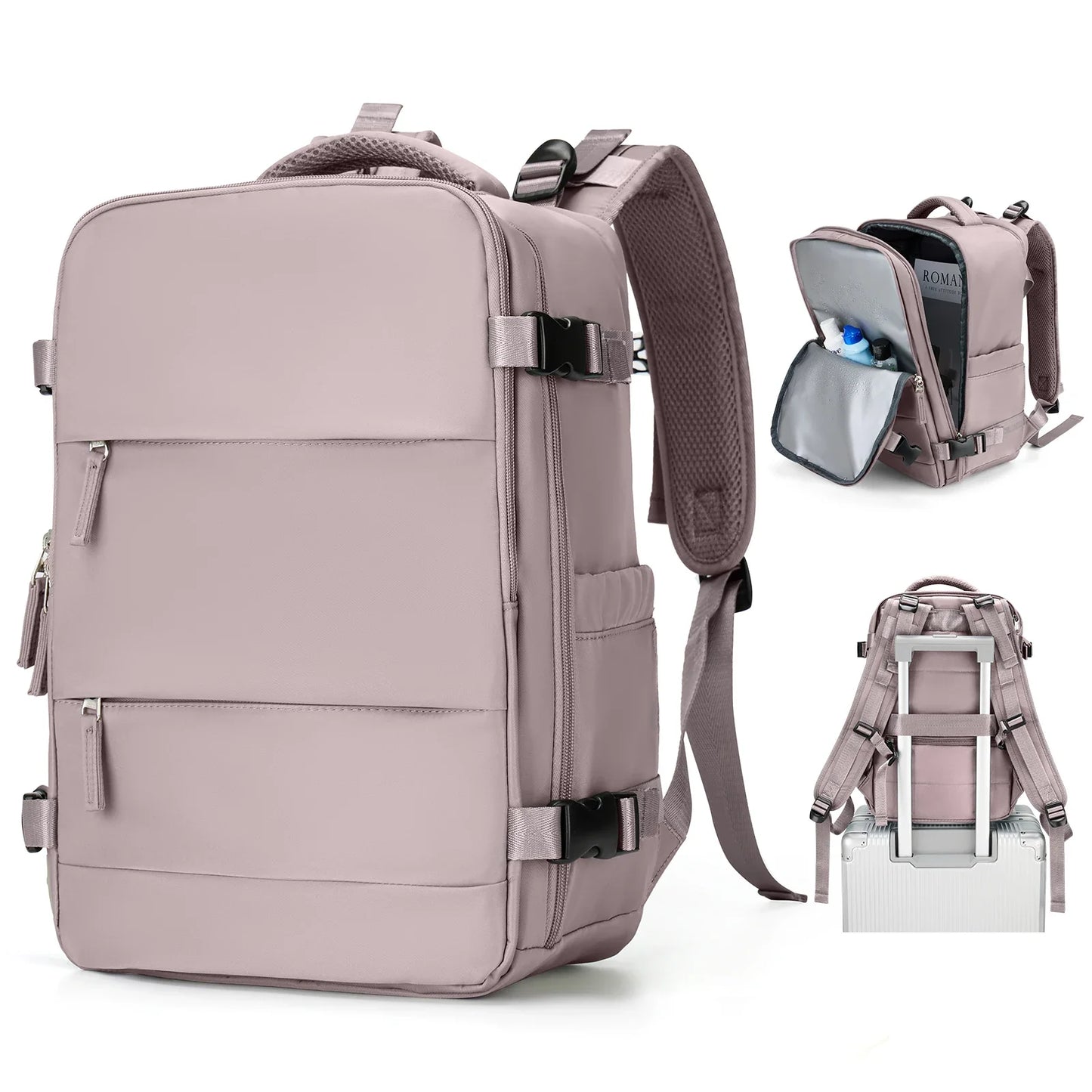 Reisrugzak Korte Afstand Vliegtuig Ryanair 40x20x25 Handbagage Ryanair SEREIN Lotusroze- Nylon