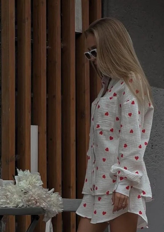 Stijlvolle Tallulah Set met Hartprint van Katoen