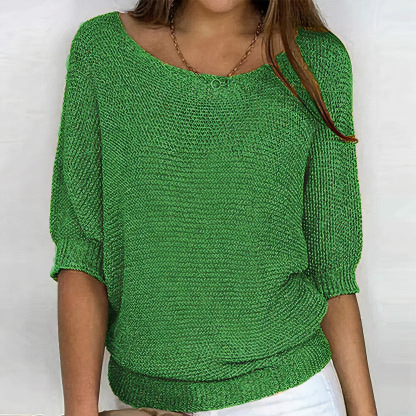 Dames Sweater Lichtgewicht Stof Voor Warm Weer Stijlvol Groen