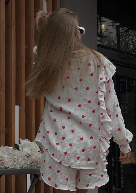 Stijlvolle Tallulah Set met Hartprint van Katoen