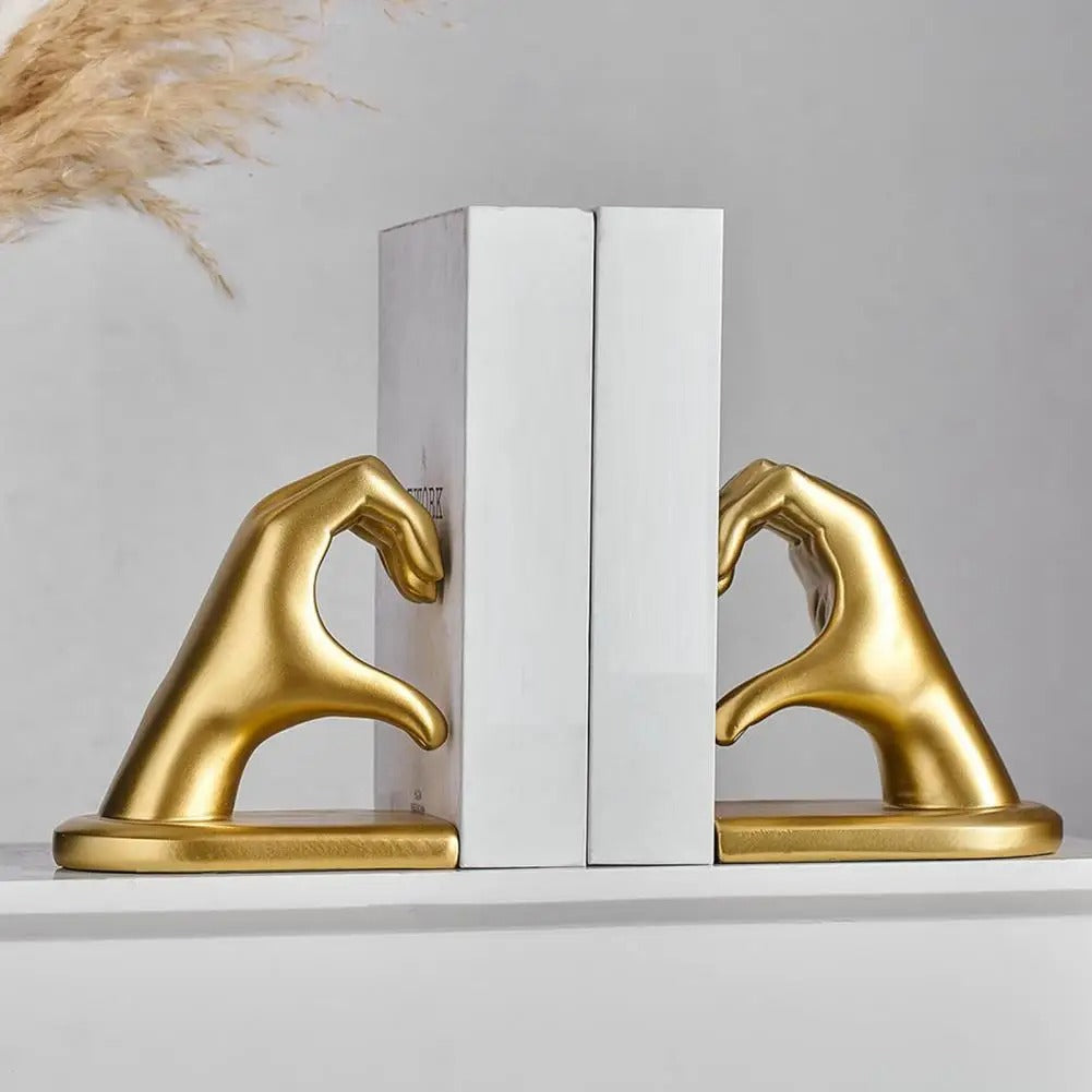 Liefdesgebaar Boekensteun Elegante Harssculptuur Hart Hand