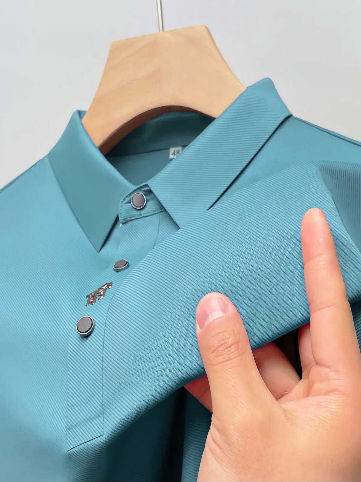 Heren Poloshirt Rimpelvrij Katoen Muscle Fit Aqua Blauw 4XL