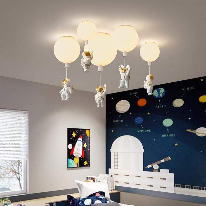 Astronaut Ballon Plafondlamp Warm Licht Voor Kinderkamer