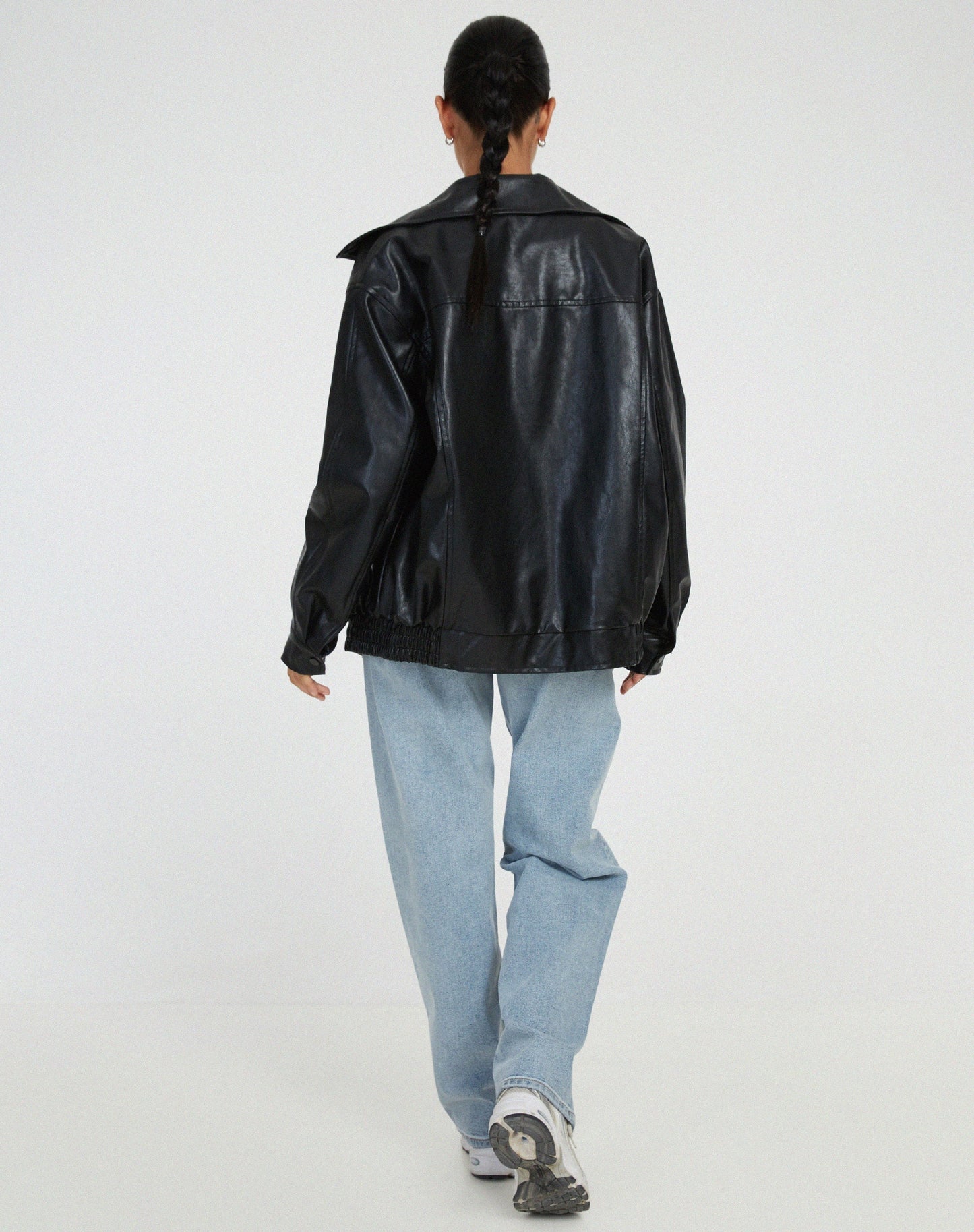 Maleni - Oversized Losse Leren Jasje