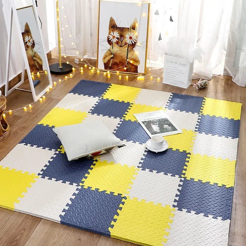 Baby Speelmat Dikke Veilige En Comfortabele Speelmat 12 stuks Wit cyaan geel