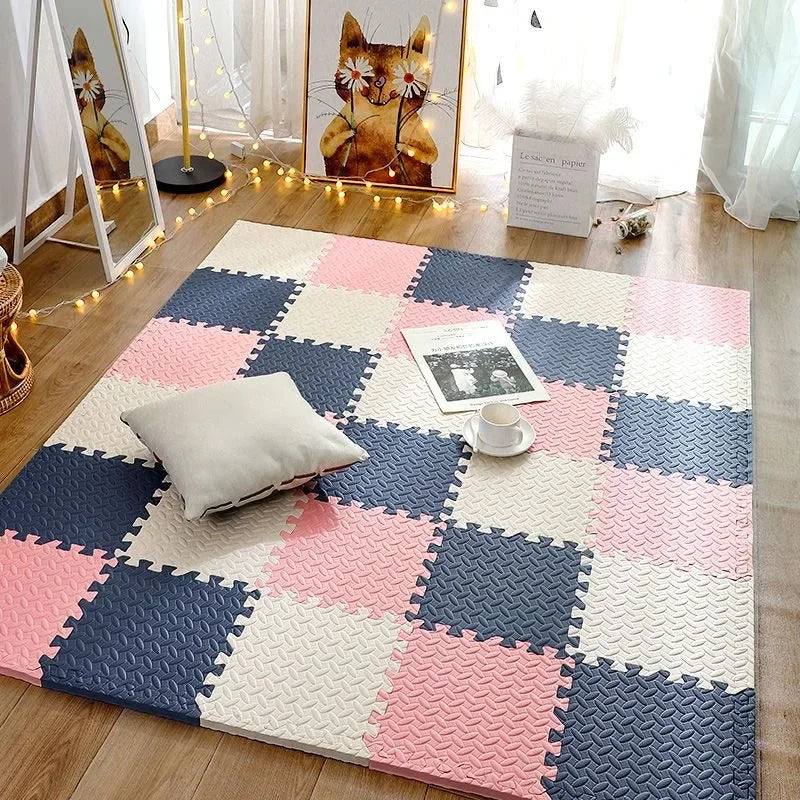 Baby Speelmat Dikke Veilige En Comfortabele Speelmat 12 stuks Wit roze cyaan