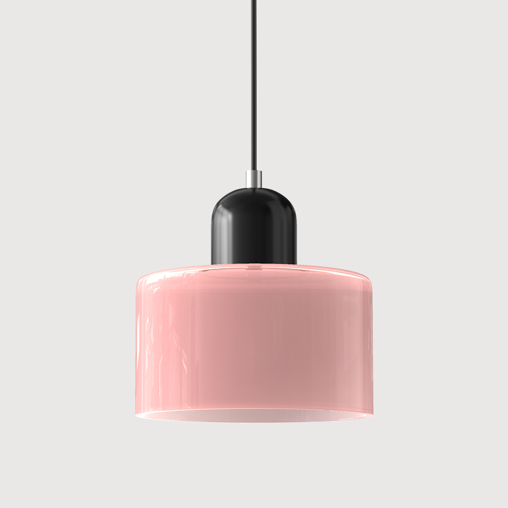 Creatieve Glazen Hanglamp Modern Design Voor Woonkamer Roze Zwart