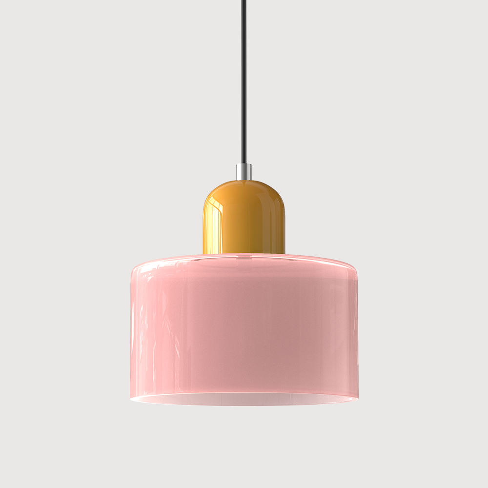 Creatieve Glazen Hanglamp Modern Design Voor Woonkamer Roze Geel