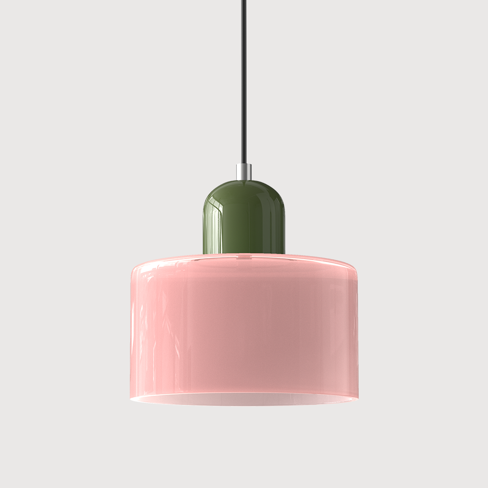 Creatieve Glazen Hanglamp Modern Design Voor Woonkamer Roze Groen