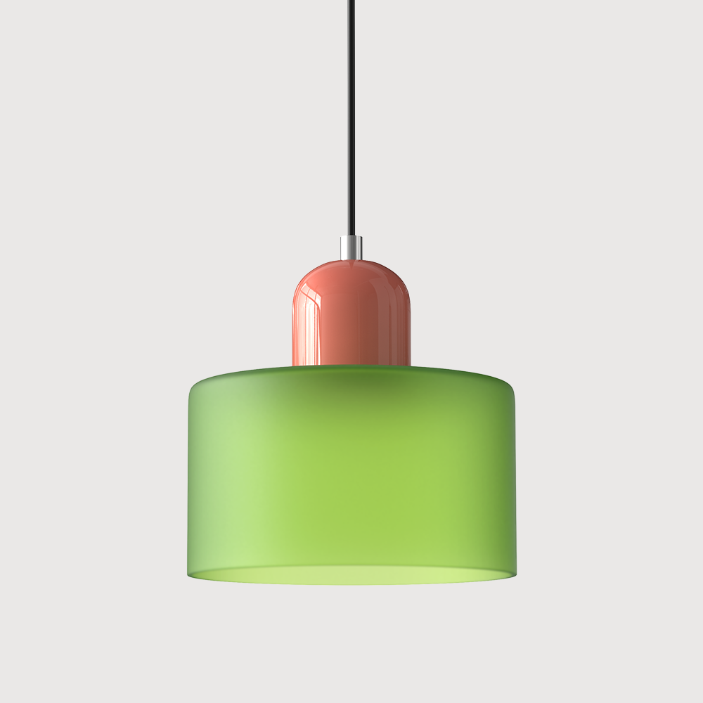 Creatieve Glazen Hanglamp Modern Design Voor Woonkamer Matgroen Roze
