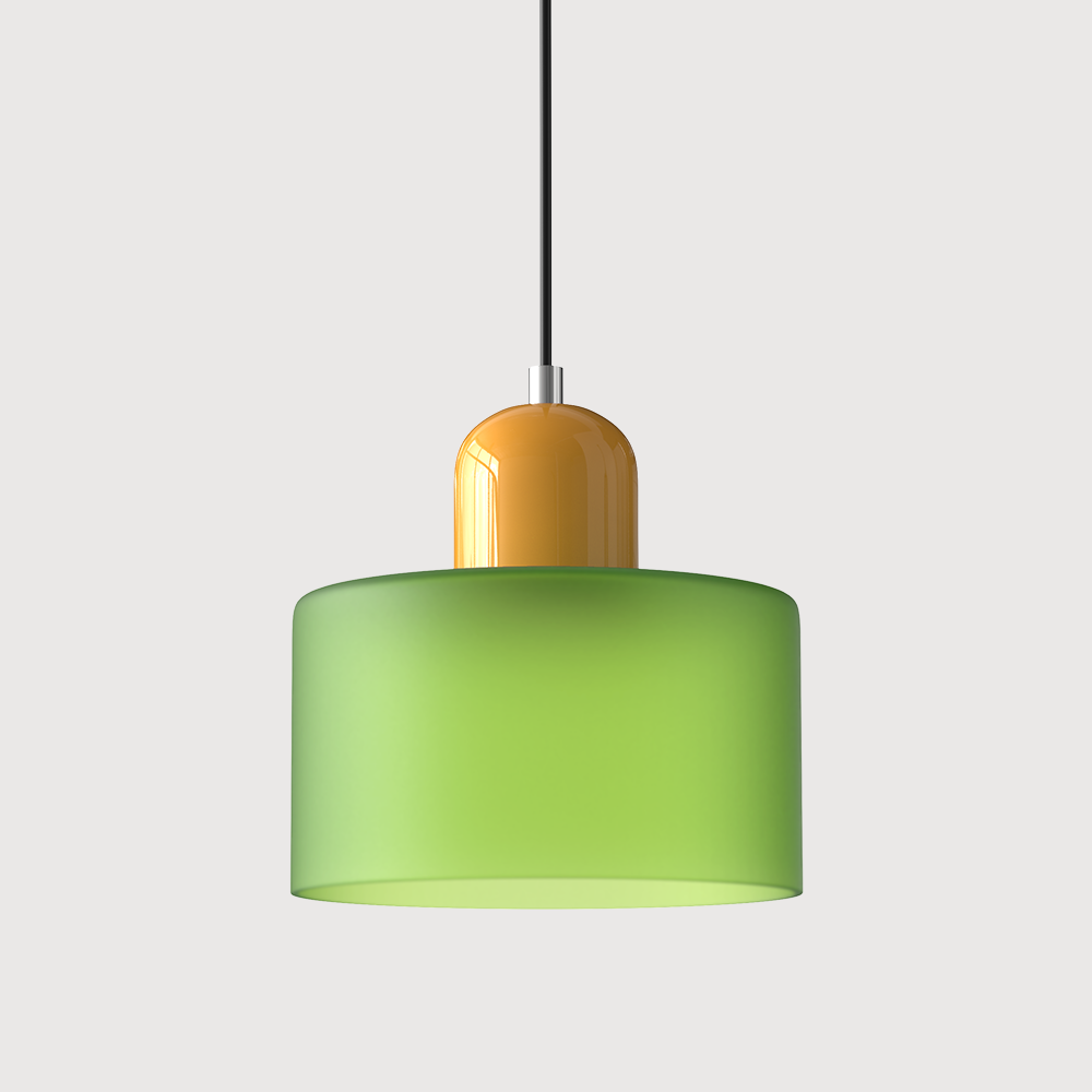 Creatieve Glazen Hanglamp Modern Design Voor Woonkamer Matgroen Geel