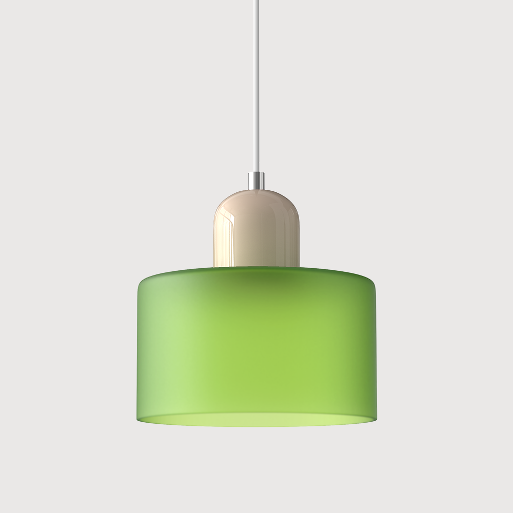 Creatieve Glazen Hanglamp Modern Design Voor Woonkamer Matgroen Beige
