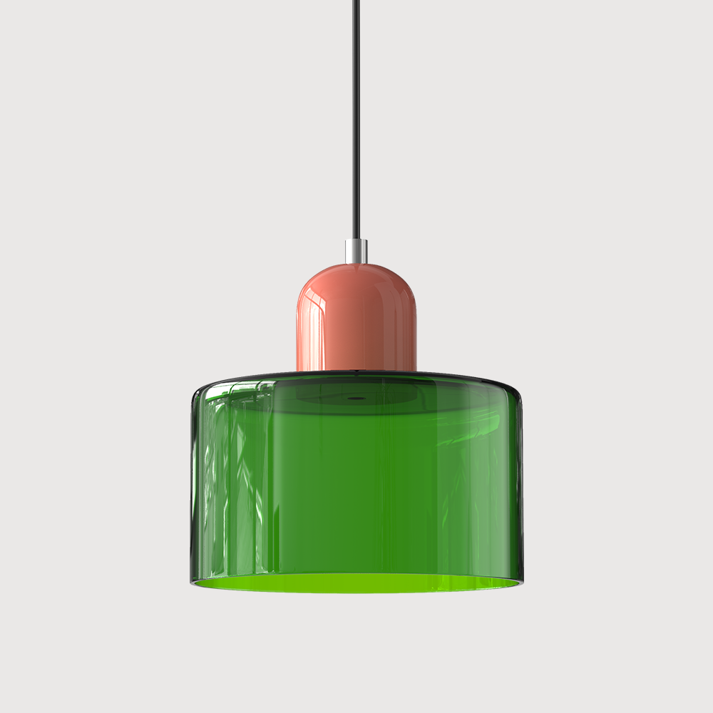 Creatieve Glazen Hanglamp Modern Design Voor Woonkamer Heldergroen Roze